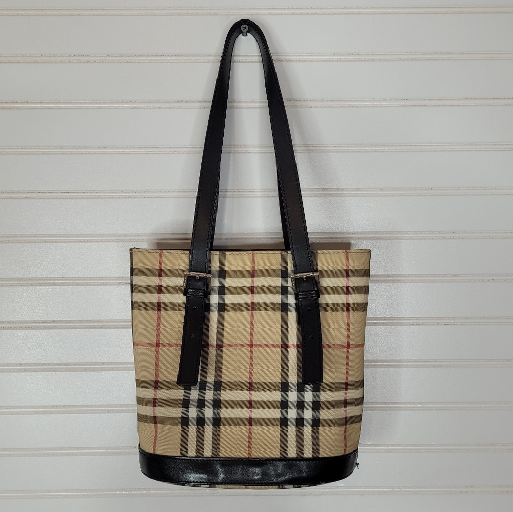 Burberry London Nova Check Plaid Bucket Handbag Puse Bag